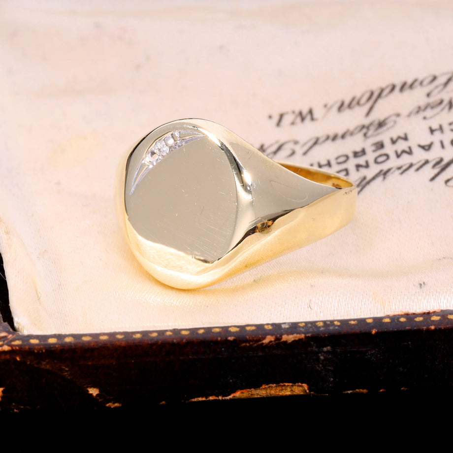 The Vintage Diamond Crescent Signet Ring