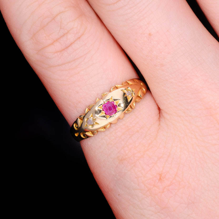 The Antique Edwardian 1910 Ruby and Diamond Ring