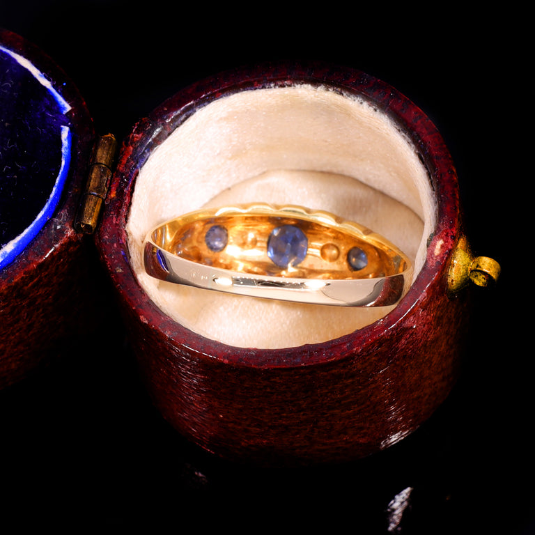 The Antique Victorian Sapphire And Diamond Boat Ring