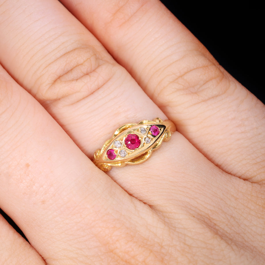 The Vintage 1942 Synthetic Ruby And Diamond Ring