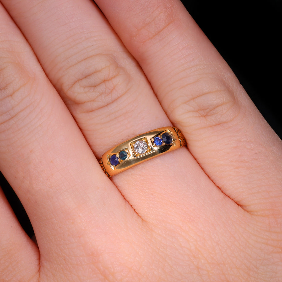 The Antique Victorian 1892 Sapphire And Diamond Ring