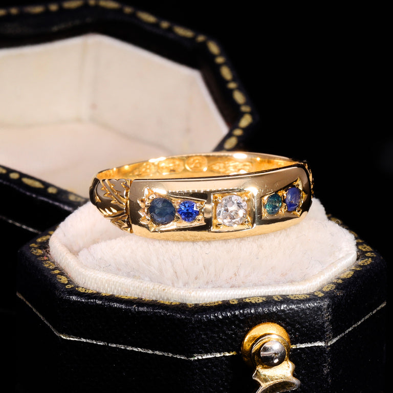 The Antique Victorian 1892 Sapphire And Diamond Ring