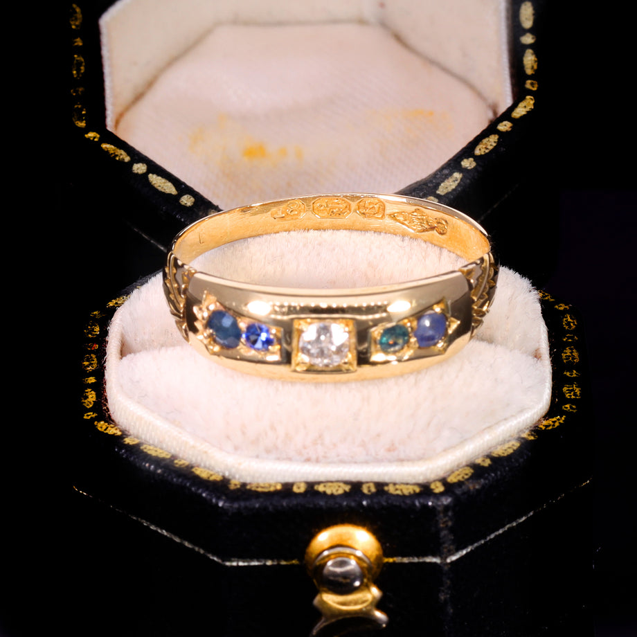 The Antique Victorian 1892 Sapphire And Diamond Ring