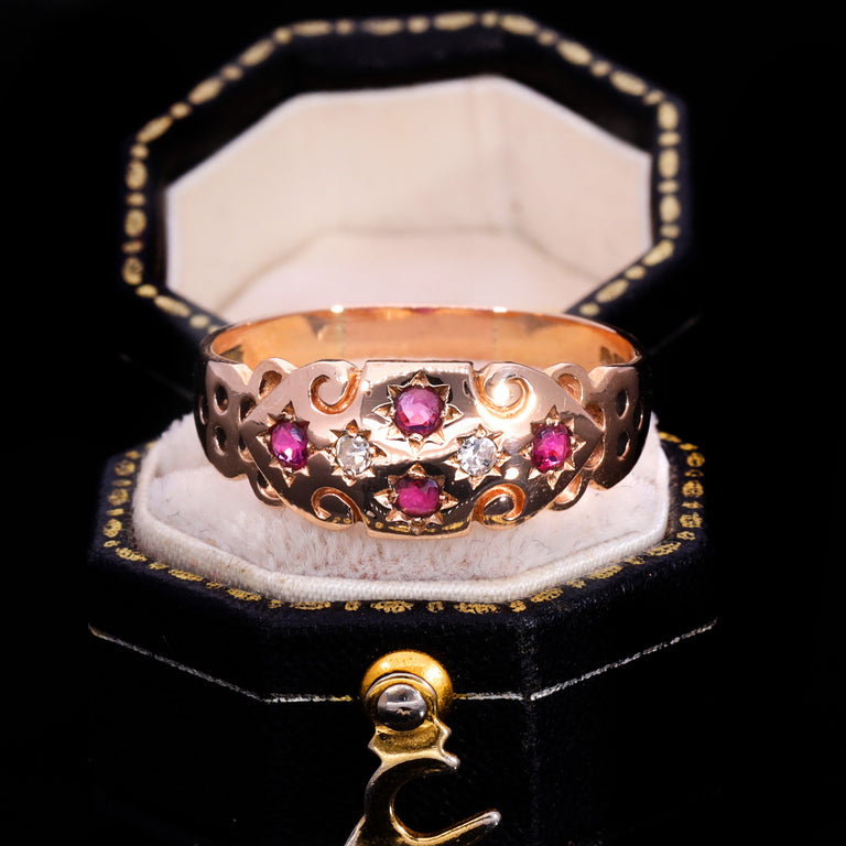 The Vintage 1987 9ct Rose Gold Ruby And Diamond Ring
