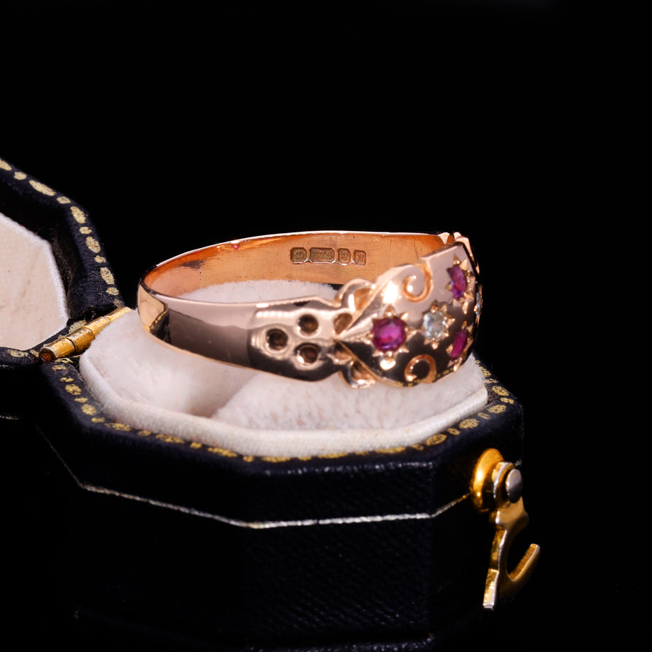 The Vintage 1987 9ct Rose Gold Ruby And Diamond Ring