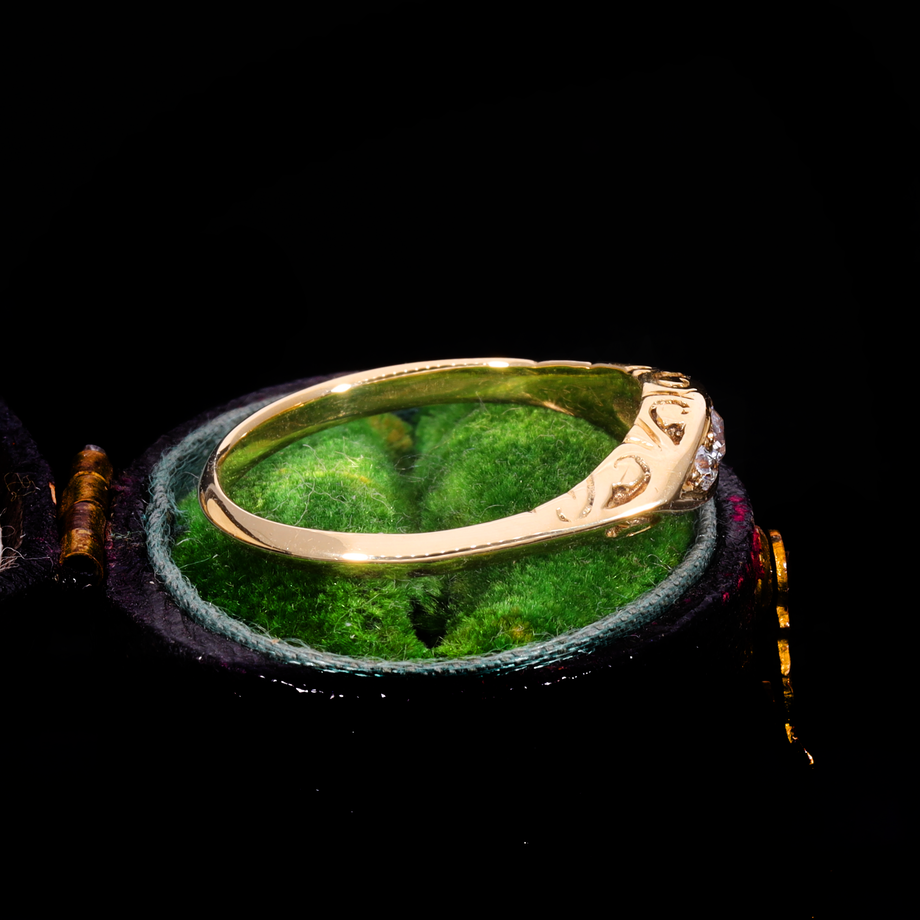 The Antique Victorian Three Diamond Engraved Ring