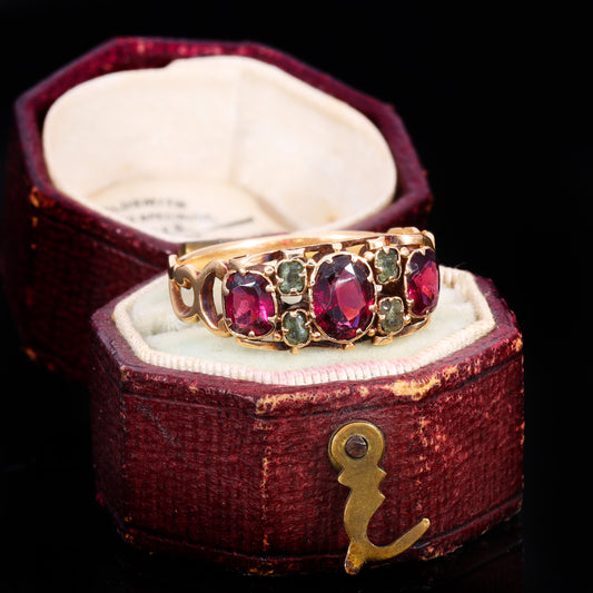 The Antique Victorian Garnet and Emerald Ring
