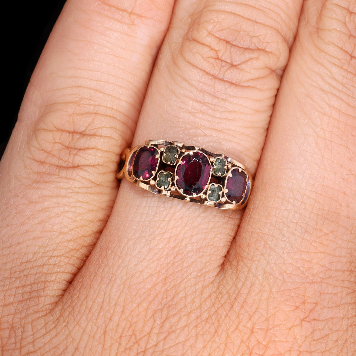 The Antique Victorian Garnet and Emerald Ring