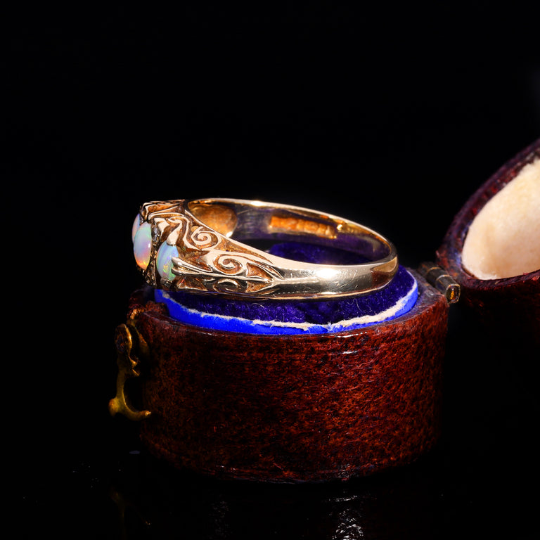 The Vintage 1988 Opal And Diamond Scroll Ring