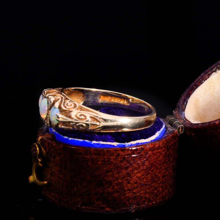 The Vintage 1988 Opal And Diamond Scroll Ring