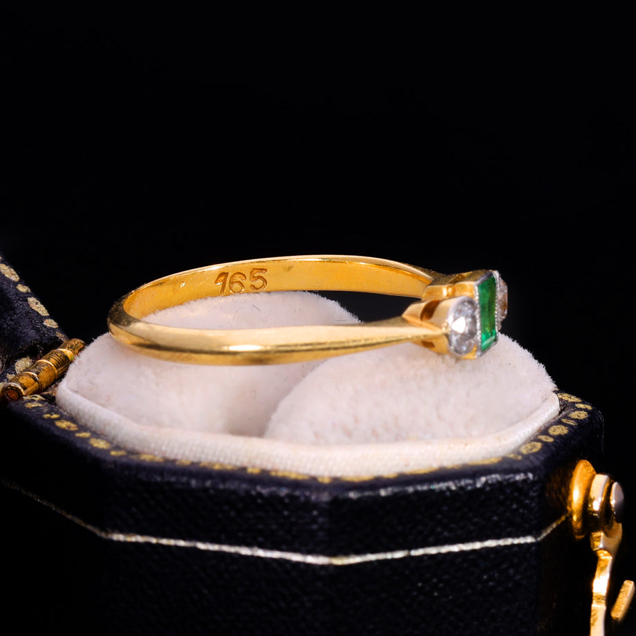 The Antique Emerald And Diamond Three Stone Ring