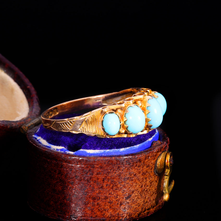 The Antique Art Deco 1922 Five Turquoise Ring