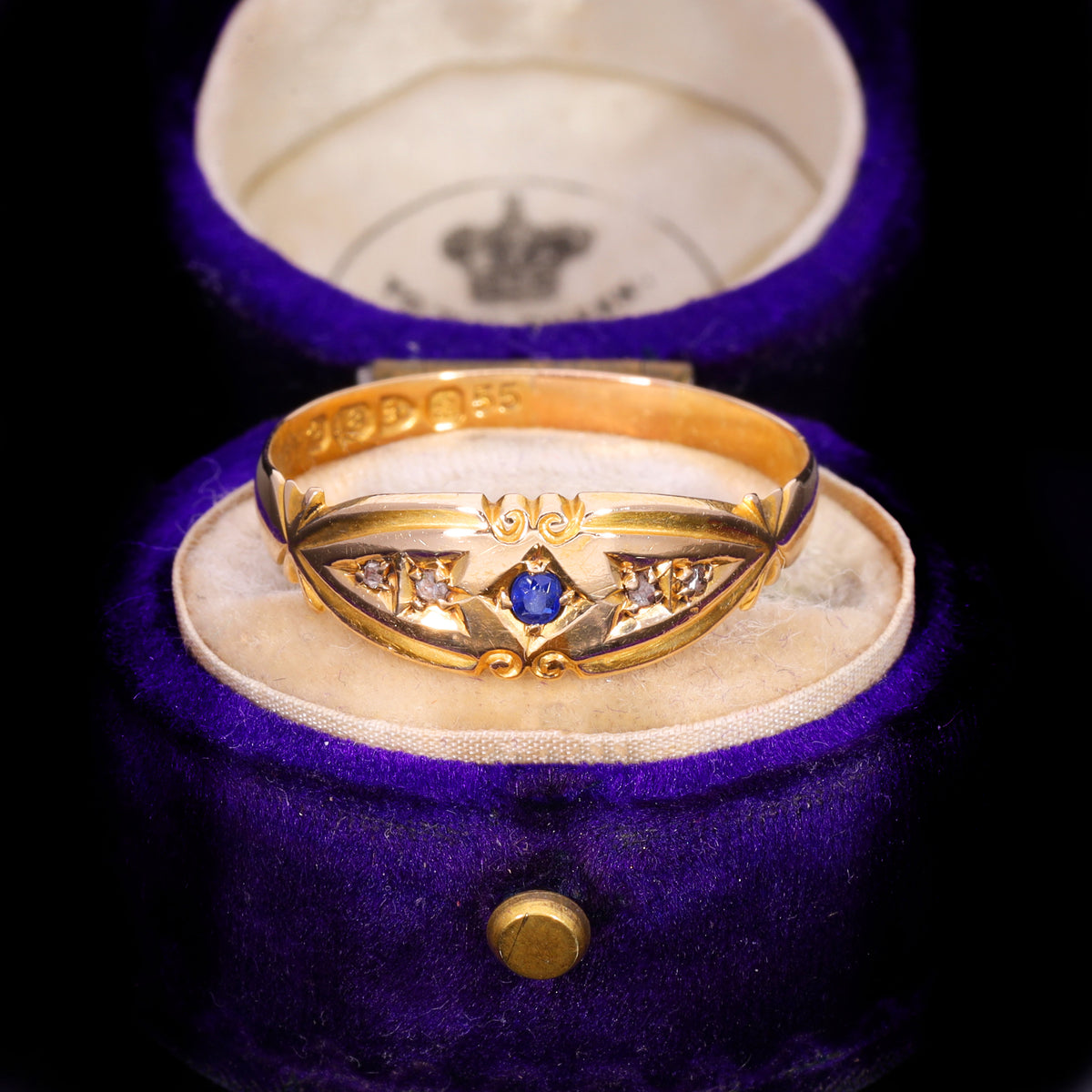 The Antique Edwardian 1902 Sapphire And Diamond Five Stone Ring
