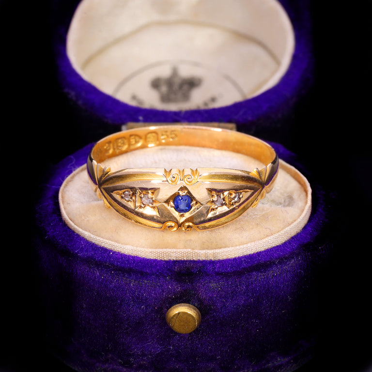 The Antique Edwardian 1902 Sapphire And Diamond Five Stone Ring