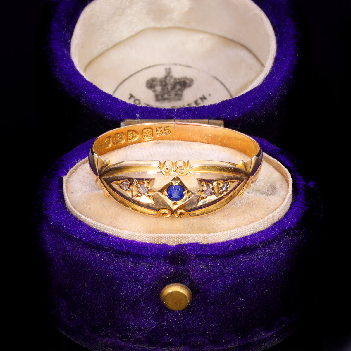 The Antique Edwardian 1902 Sapphire And Diamond Five Stone Ring