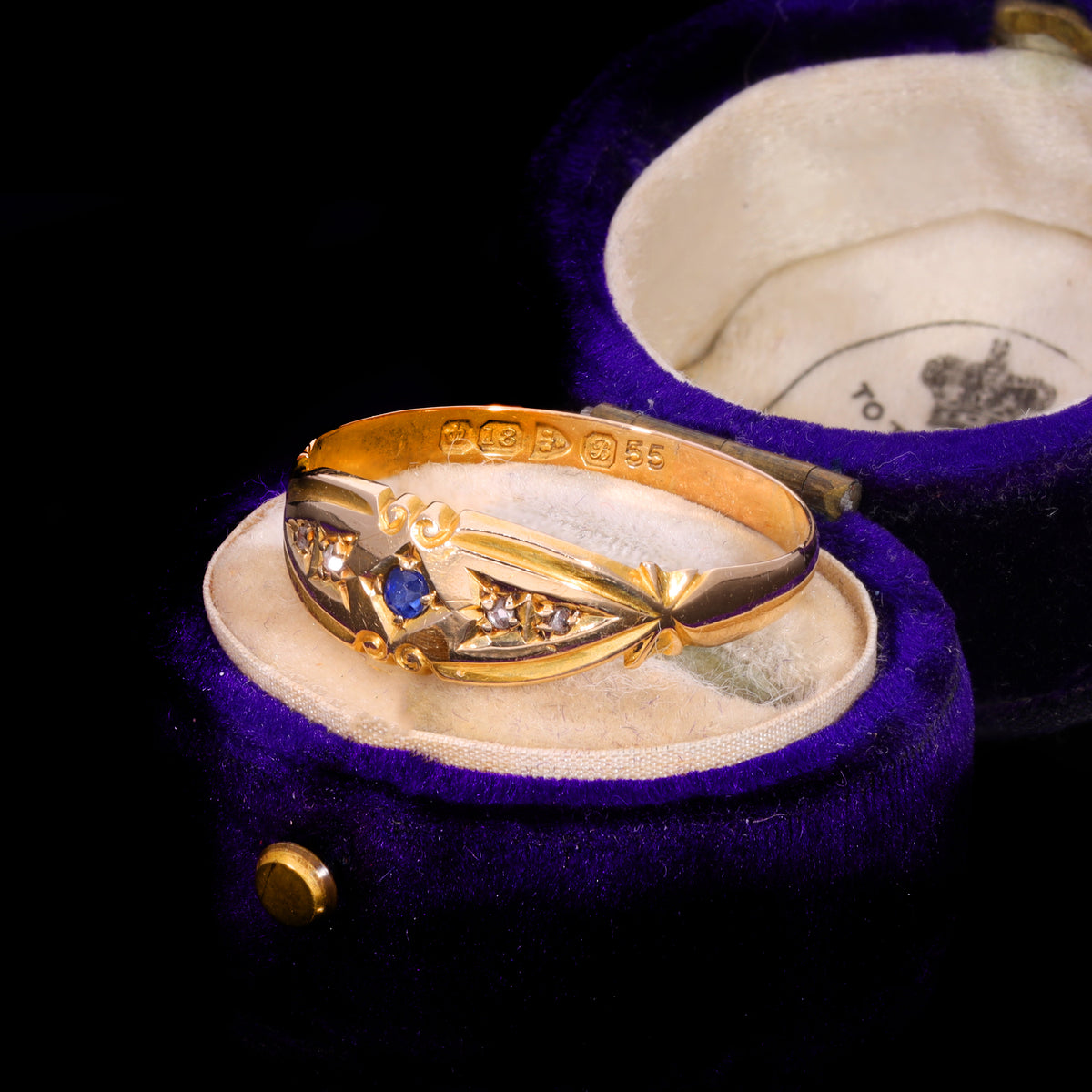 The Antique Edwardian 1902 Sapphire And Diamond Five Stone Ring
