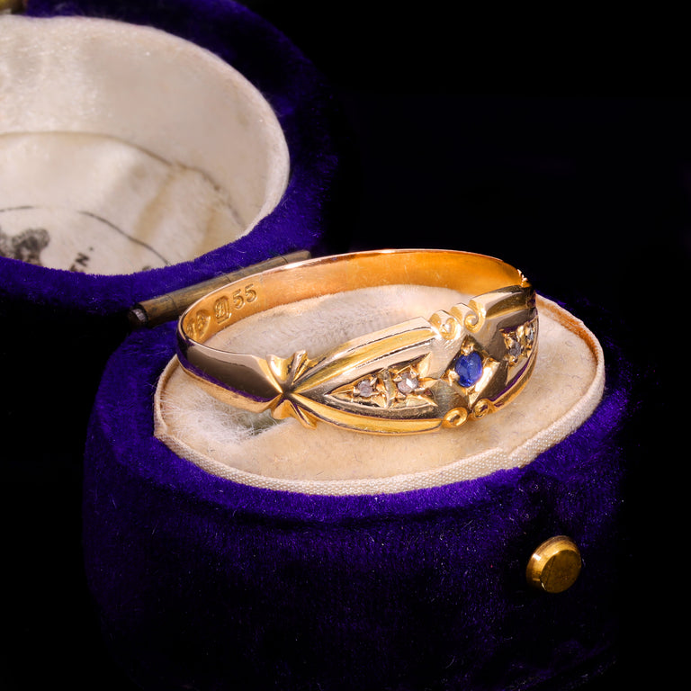 The Antique Edwardian 1902 Sapphire And Diamond Five Stone Ring