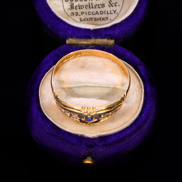 The Antique Edwardian 1902 Sapphire And Diamond Five Stone Ring