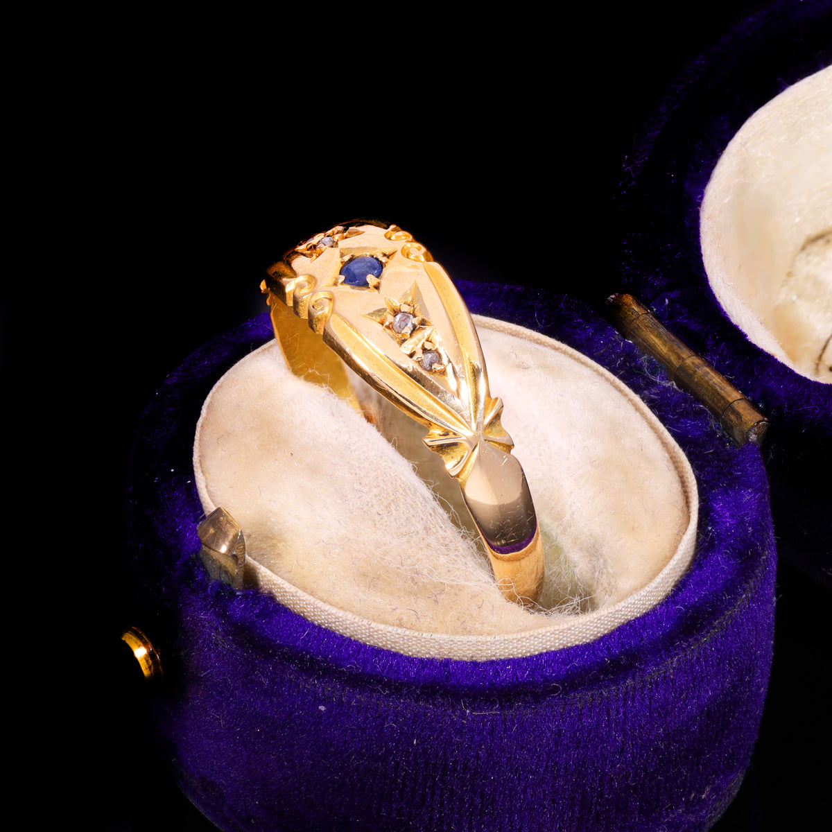 The Antique Edwardian 1902 Sapphire And Diamond Five Stone Ring