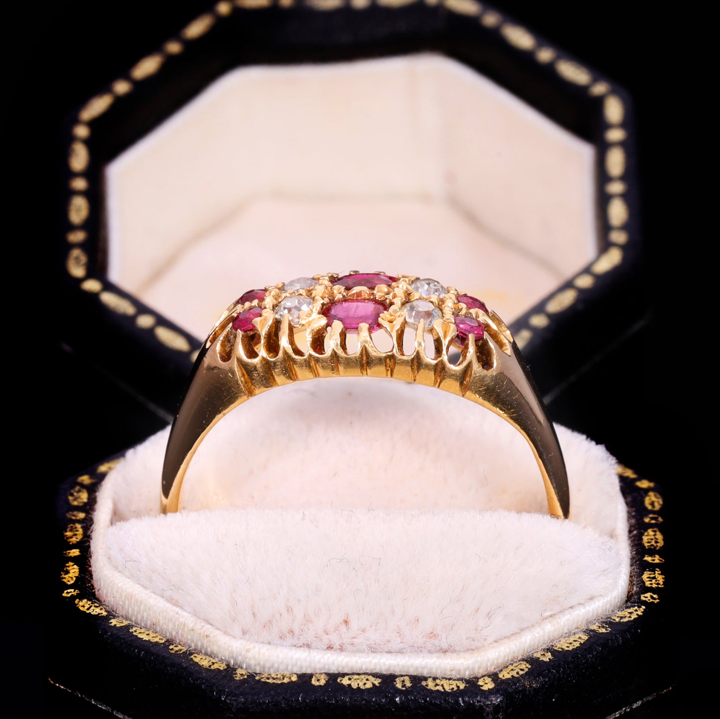 The Antique 1912 Ruby And Diamond Double Row Ring