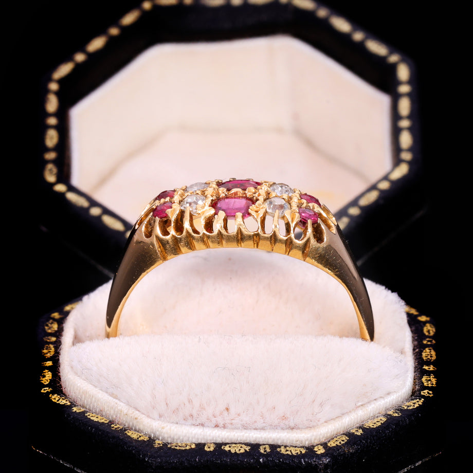 The Antique 1912 Ruby And Diamond Double Row Ring