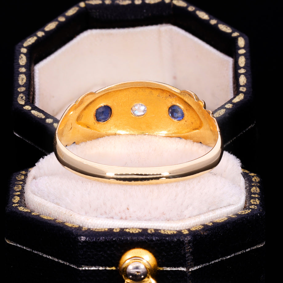 The Antique Edwardian 18ct Gold Diamond And Sapphire Celestial Ring