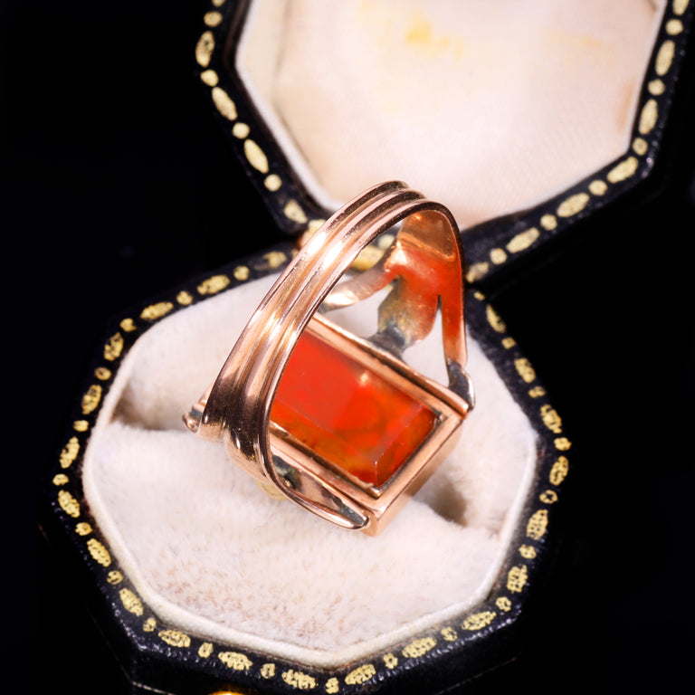 The Antique Georgian Swivel Carnelian And Hairwork Ring
