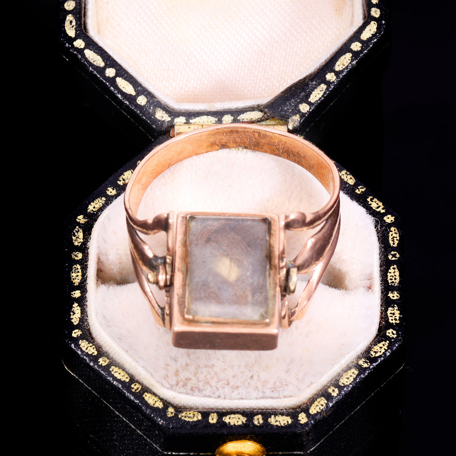 The Antique Georgian Swivel Carnelian And Hairwork Ring