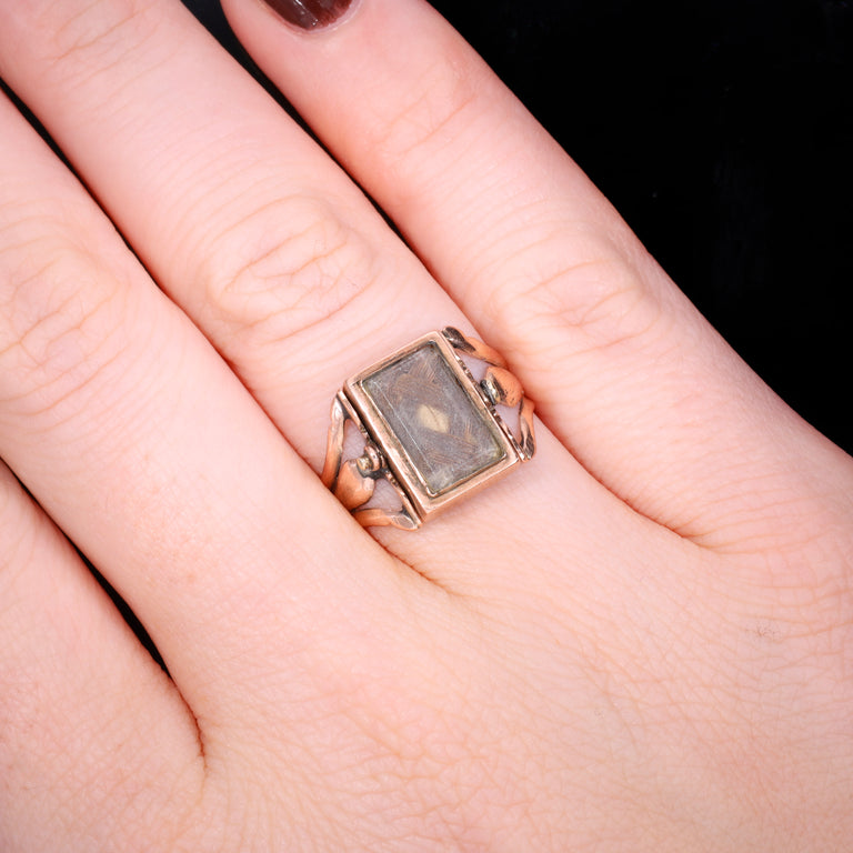 The Antique Georgian Swivel Carnelian And Hairwork Ring