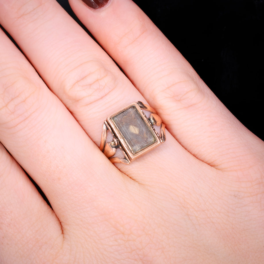 The Antique Georgian Swivel Carnelian And Hairwork Ring