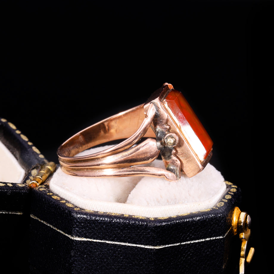 The Antique Georgian Swivel Carnelian And Hairwork Ring