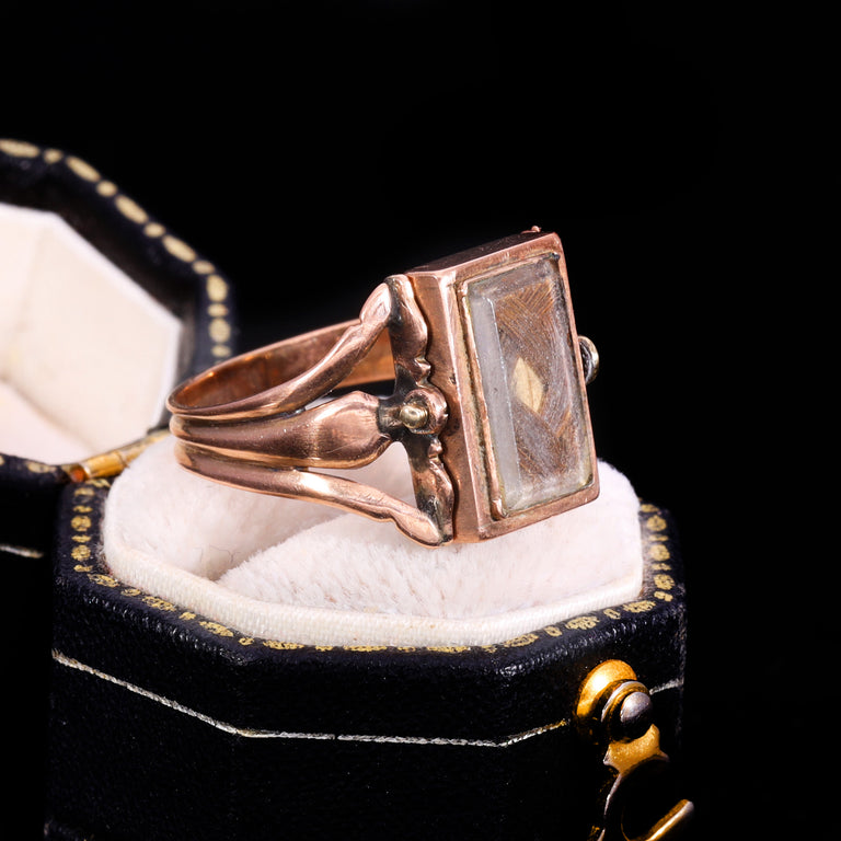 The Antique Georgian Swivel Carnelian And Hairwork Ring