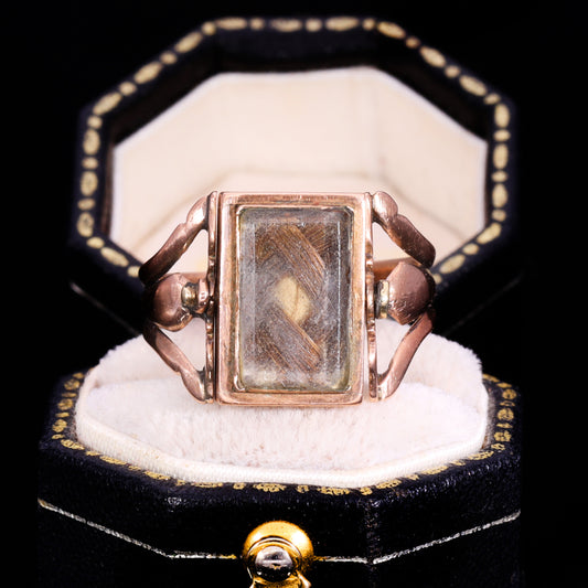 The Antique Georgian Swivel Carnelian And Hairwork Ring