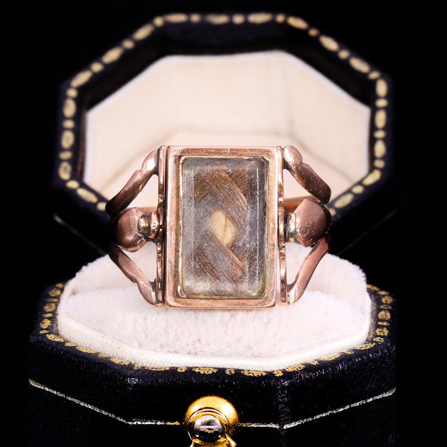 The Antique Georgian Swivel Carnelian And Hairwork Ring