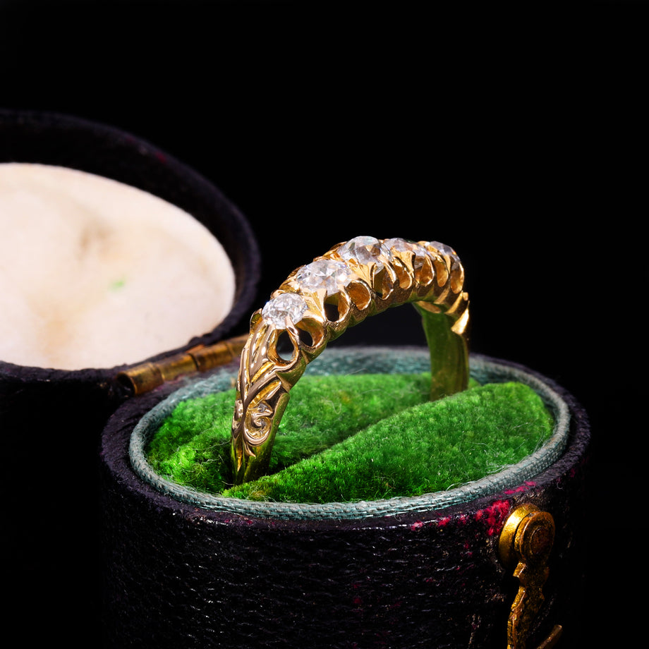 The Antique Edwardian 1903 Old Cut Diamond Five Stone Ring