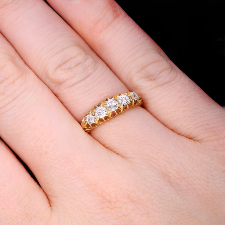 The Antique Edwardian 1903 Old Cut Diamond Five Stone Ring