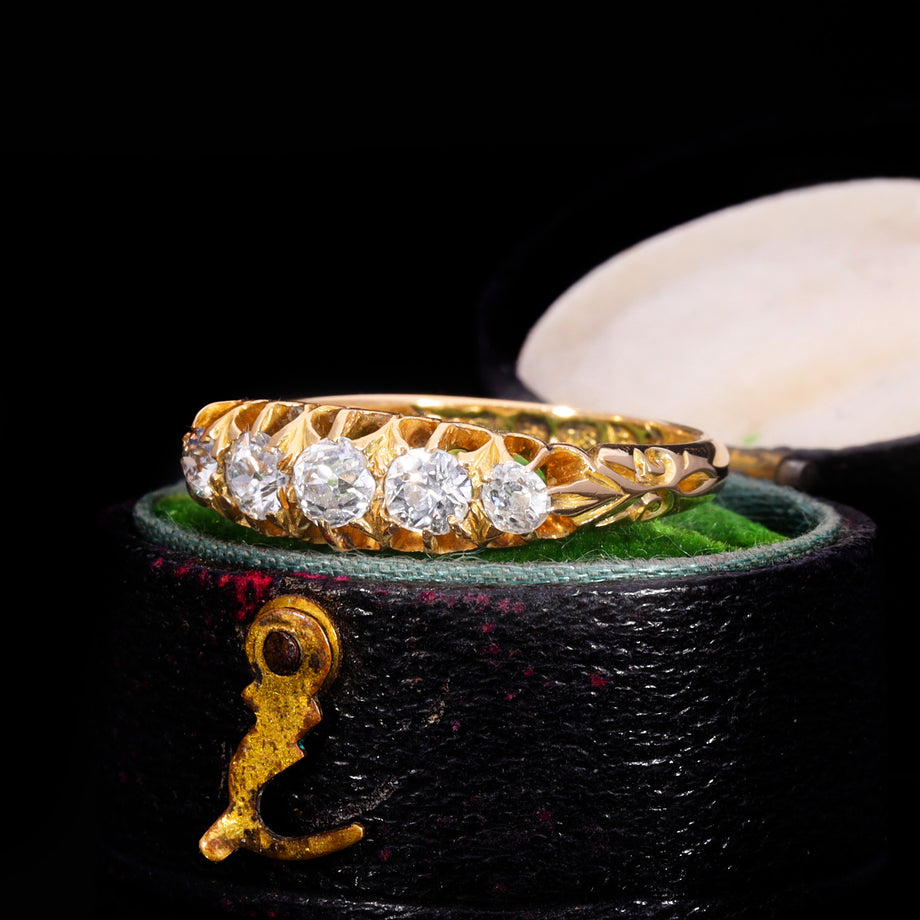 The Antique Edwardian 1903 Old Cut Diamond Five Stone Ring