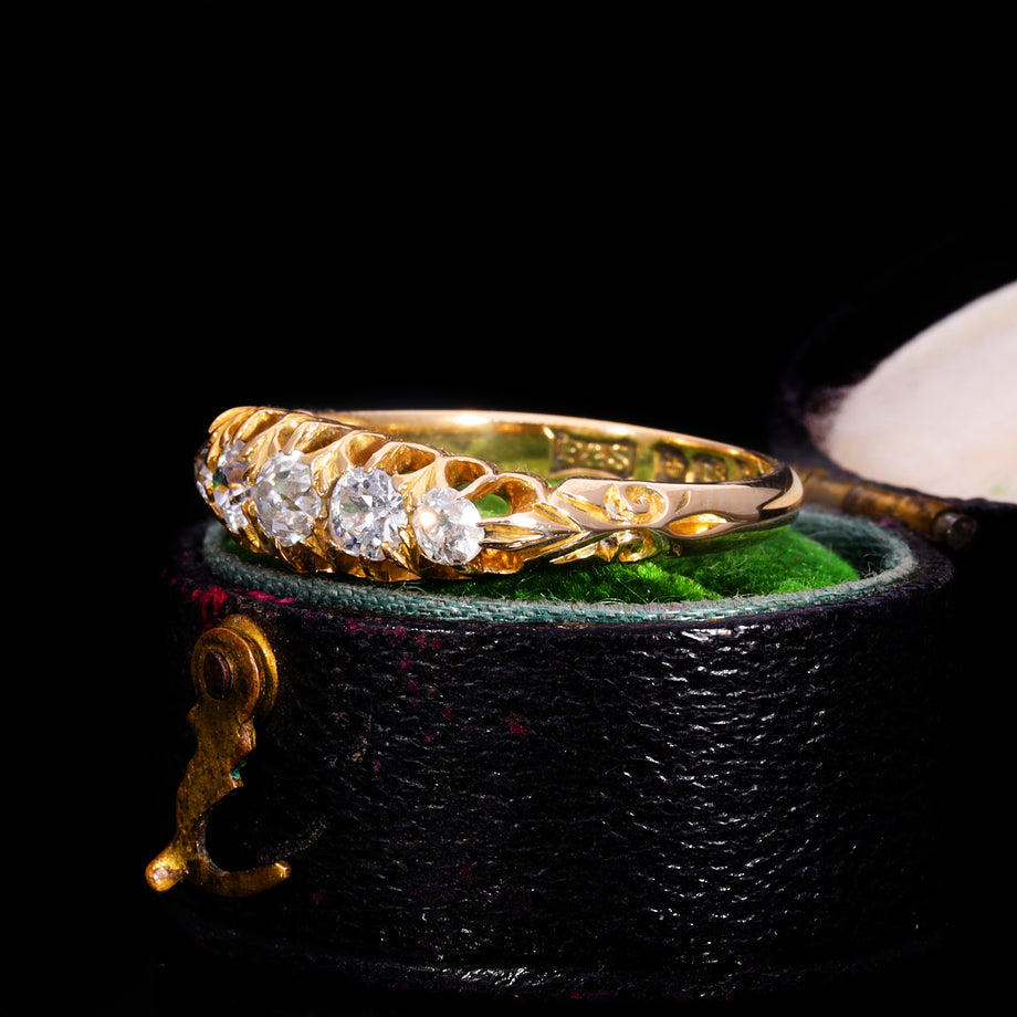 The Antique Edwardian 1903 Old Cut Diamond Five Stone Ring