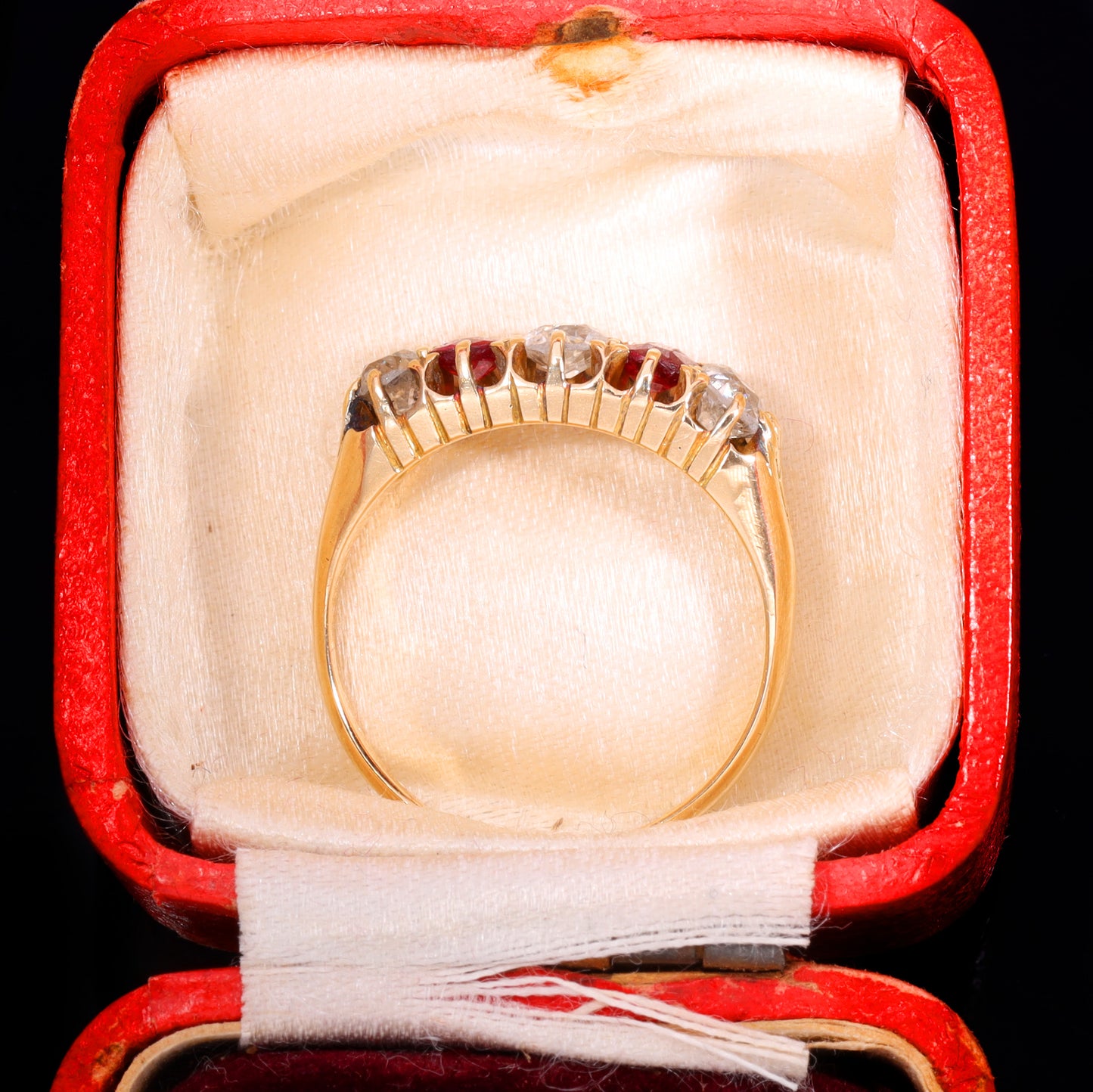 The Antique Edwardian 18ct Gold Ruby And Diamond Boat Ring