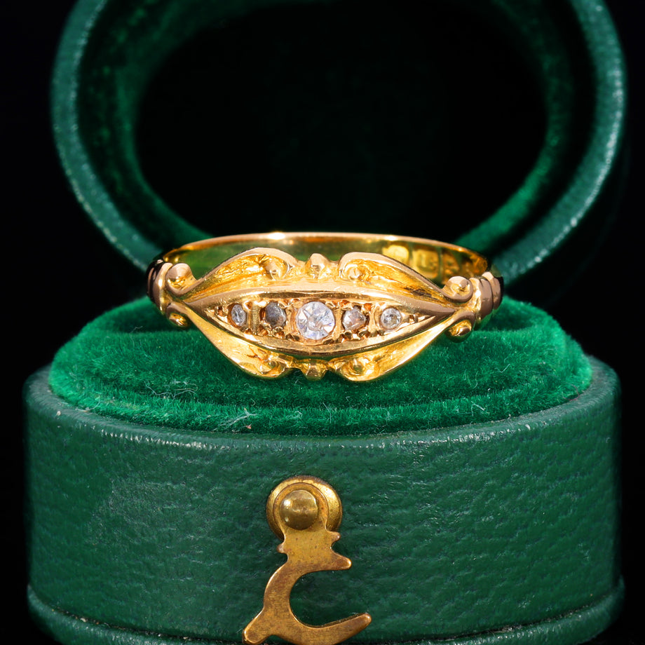The Antique 1919 Five Diamond Scrollwork Ring