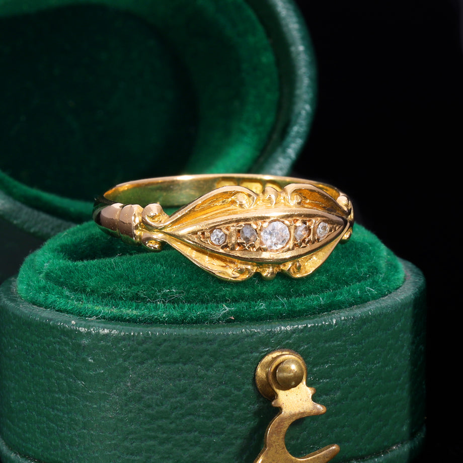 The Antique 1919 Five Diamond Scrollwork Ring