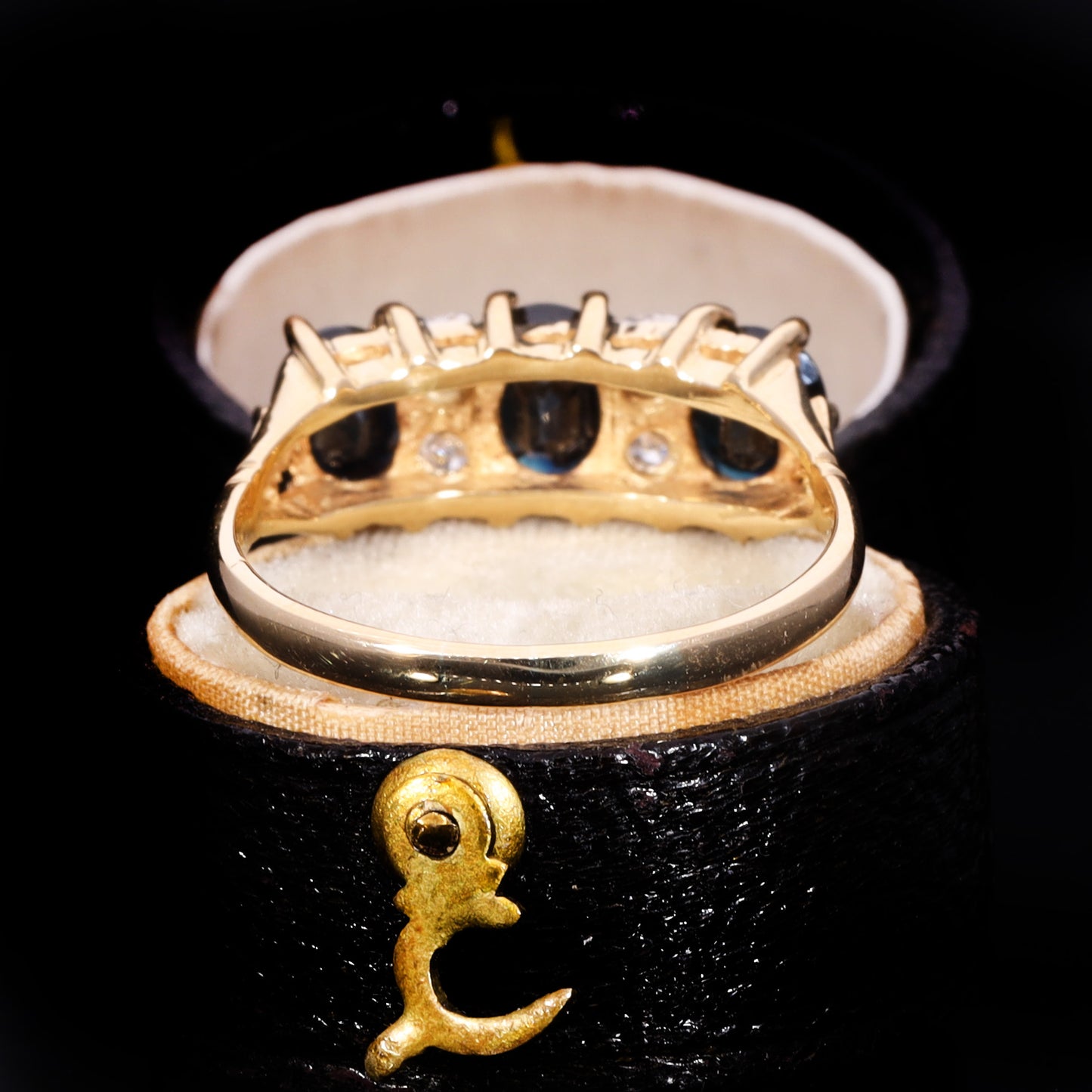 The Vintage 1979 Three Cushion Cut Sapphire And Diamond Ring