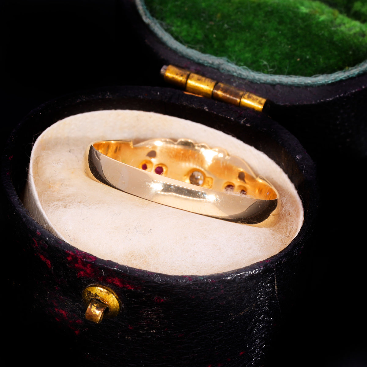 The Antique Edwardian 1901 Diamond And Ruby Scroll Ring