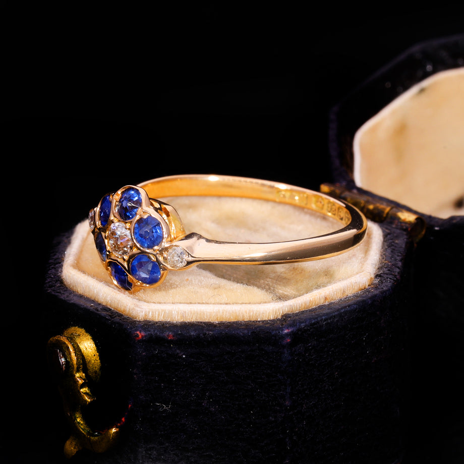 The Antique Art Deco 1920 Sapphire And Diamond Floral Cluster Ring