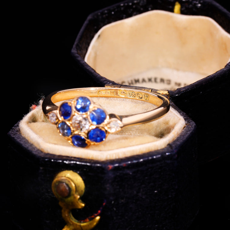 The Antique Art Deco 1920 Sapphire And Diamond Floral Cluster Ring