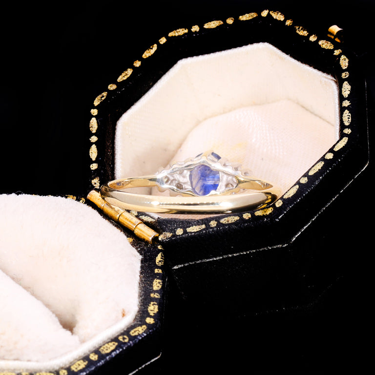 The Vintage 1990 9ct Gold Sapphire and Diamond Cluster Ring