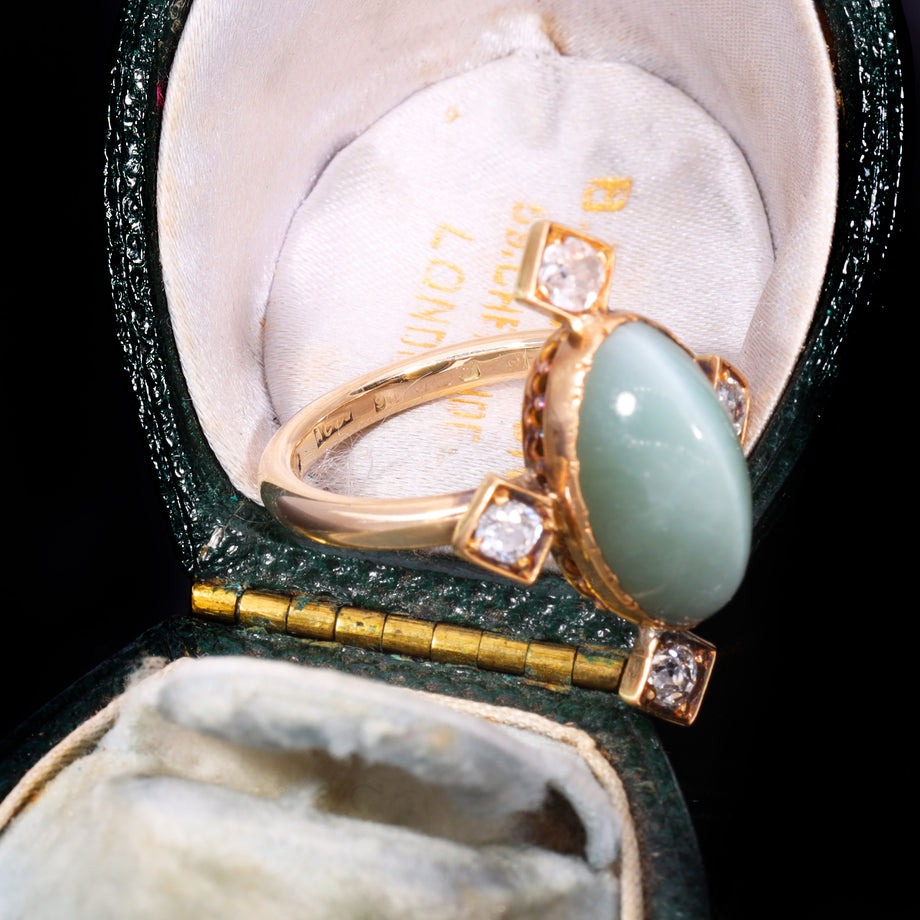 The Antique Cats Eye Chrysoberyl and Diamond Ring