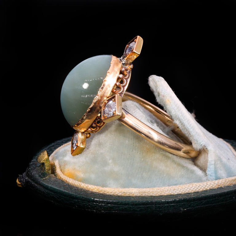 The Antique Cats Eye Chrysoberyl and Diamond Ring