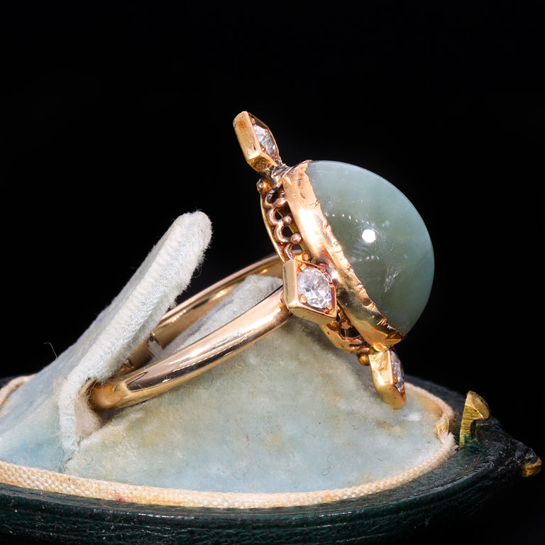 The Antique Cats Eye Chrysoberyl and Diamond Ring