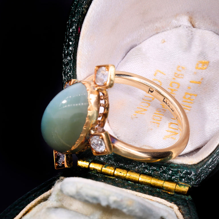 The Antique Cats Eye Chrysoberyl and Diamond Ring